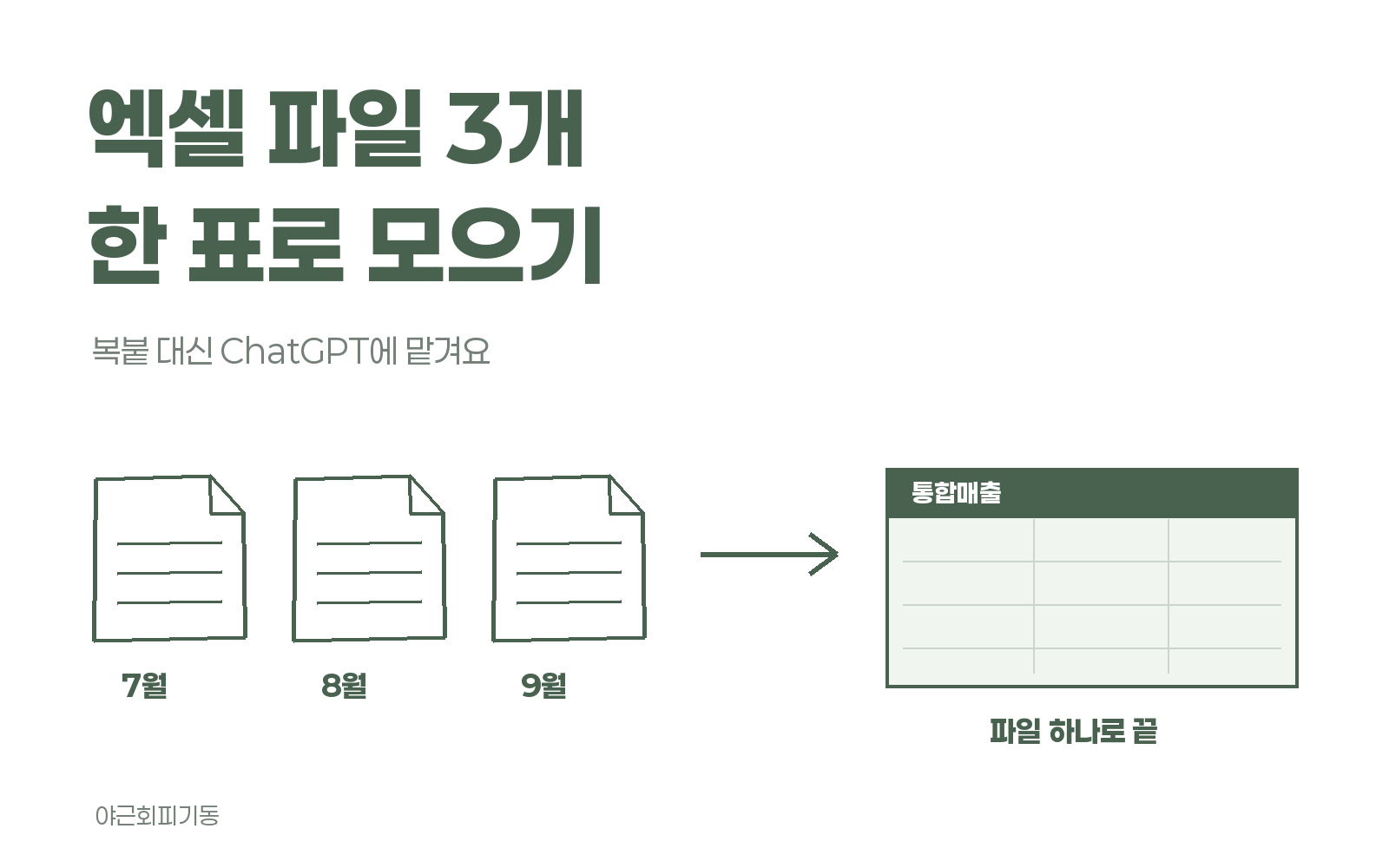 엑셀 파일 3개를 하나의 표로 모으기