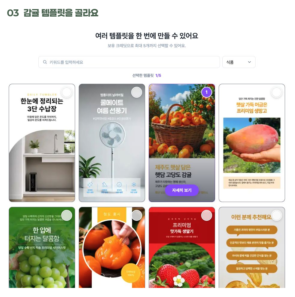 감귤 템플릿 선택