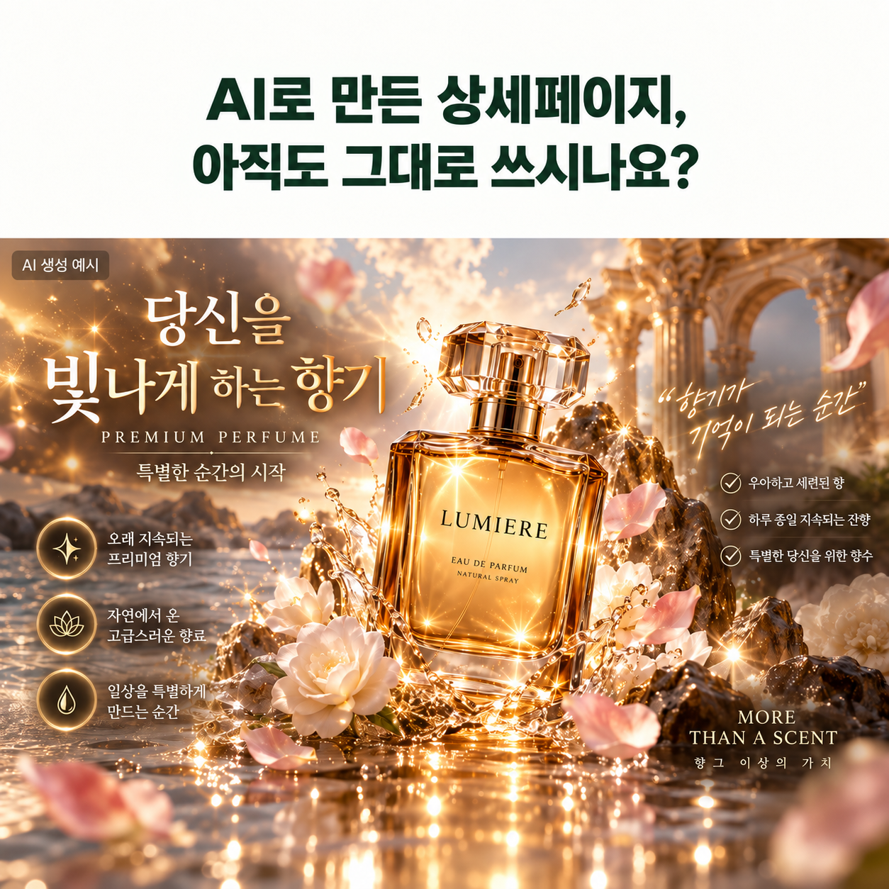 AI로 만든 상세페이지, 아직도 그대로 쓰시나요? — 과한 장식의 AI 생성 예시
